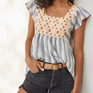 Anthropologie Embroidered Blouse